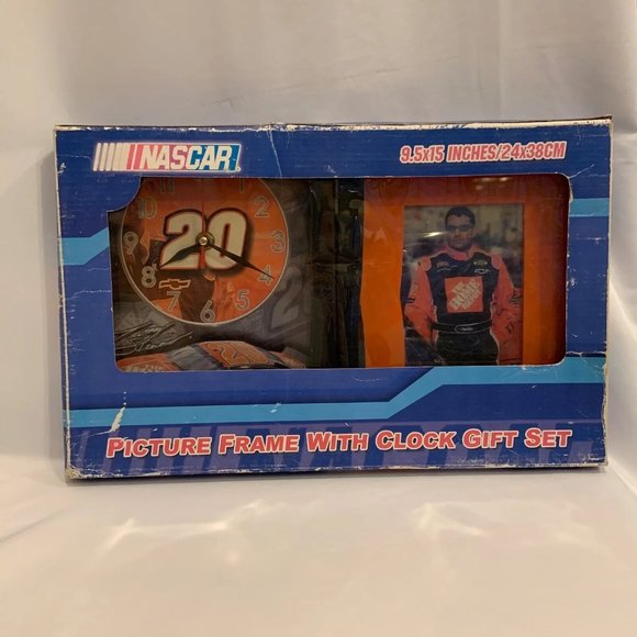 NASCAR #20 Tony Stewart Picture Frame & Clock Gift Set 9.5" x 15" UNTESTED - Picture 1 of 16